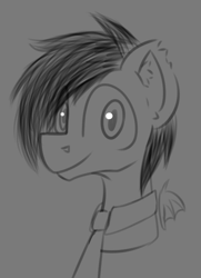 Size: 647x895 | Tagged: safe, artist:cotarsis, oc, oc:prpout, bat pony, pony, gray background, looking at you, simple background, sketch, solo