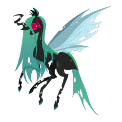 Size: 2000x2000 | Tagged: safe, artist:ikanahairitto, queen chrysalis, changeling, changeling queen, g4, alternate design, alternate eye color, concave belly, female, lanky, redesign, simple background, skinny, solo, tall, thin, thin legs, transparent background