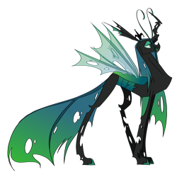 Size: 4000x4000 | Tagged: safe, artist:ikanahairitto, queen chrysalis, changeling, changeling queen, g4, concave belly, female, lanky, simple background, skinny, solo, sternocleidomastoid, tall, thin, thin legs, transparent background