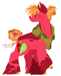 Size: 828x1027 | Tagged: safe, artist:ikanahairitto, big macintosh, earth pony, pony, g4, alternate accessories, alternate design, alternate hairstyle, alternate tailstyle, redesign, simple background, solo, tail, white background