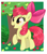 Size: 3136x3568 | Tagged: safe, artist:annuthecatgirl, apple bloom, earth pony, pony, g4, apple, apple tree, bow, female, filly, foal, food, hair bow, passepartout, raised hoof, solo, tree