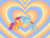 Size: 960x720 | Tagged: artist needed, safe, anonymous artist, artist:cloudy glow, ocellus, scootaloo, changeling, pegasus, pony, ^^, crack shipping, cute, cutealoo, diaocelles, duo, eyes closed, female, grin, heart, heart background, hoofbump, lesbian, looking at each other, looking at someone, scootalove, ship:scootllus, shipping, smiling, smiling at each other, spread wings, wings