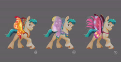 Size: 6000x3089 | Tagged: safe, hitch trailblazer, earth pony, pony, g5, my little pony: a new generation, official, absurd resolution, concept art, fake wings, male, solo, stallion