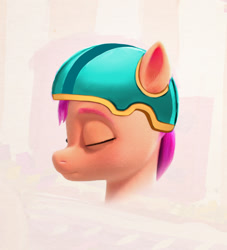 Size: 1244x1369 | Tagged: safe, sunny starscout, earth pony, pony, g5, my little pony: a new generation, official, bust, concept art, eyes closed, female, helmet, mare, portrait, profile, side view, solo