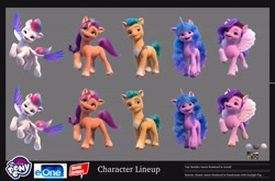 Size: 3298x2182 | Tagged: safe, hitch trailblazer, izzy moonbow, pipp petals, sunny starscout, zipp storm, earth pony, pegasus, pony, unicorn, g5, my little pony: a new generation, my little pony: make your mark, official, concept art, female, horn, male, mane five, mare, royal sisters (g5), siblings, sisters, stallion