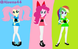 Size: 1046x665 | Tagged: safe, artist:wonderkatmeowofruby, fluttershy, pinkie pie, rainbow dash, human, equestria girls, g4, blossom (powerpuff girls), bubbles (powerpuff girls), buttercup (powerpuff girls), the powerpuff girls