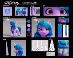 Size: 5048x4053 | Tagged: safe, izzy moonbow, pony, unicorn, g5, my little pony: a new generation, official, concept art, female, horn, mare, reference sheet, solo