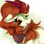 Size: 4000x4000 | Tagged: safe, artist:ser-p, autumn blaze, kirin, pony, g4, absurd resolution, female, fourth wall, mare, motion blur, mouth hold, paintbrush, solo