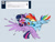 Size: 5276x4005 | Tagged: safe, artist:chub-wub, rainbow dash, twilight sparkle, alicorn, pegasus, pony, g4, absurd resolution, ask, blue background, blushing, chibi, cute, dashabetes, duo, duo female, female, flying, horn, hug, lesbian, mare, open mouth, ship:twidash, shipping, simple background, spread wings, surprised, tumblr, twiabetes, twilight sparkle (alicorn), wings