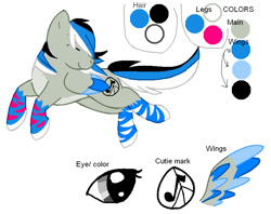 Size: 775x615 | Tagged: safe, artist:softfur, oc, oc only, oc:minty tone, pegasus, pony, 2012, gray coat, multicolored mane, multicolored tail, pegasus oc, reference sheet, solo, tail