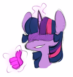 Size: 2650x2821 | Tagged: safe, artist:chub-wub, twilight sparkle, alicorn, pony, g4, female, glowing, glowing horn, grin, horn, magic, mare, simple background, smiling, solo, thumbs up, twilight sparkle (alicorn), white background