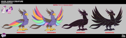 Size: 5227x1602 | Tagged: safe, pipp petals, zipp storm, bird, pegasus, pony, g5, hey foal sister, my little pony: tell your tale, official, spoiler:g5, spoiler:my little pony: tell your tale, spoiler:tyts02e25, colored wings, concept art, giant bird, lil critter workshop, multicolored wings, rainbow wings, wings