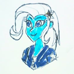 Size: 1326x1326 | Tagged: safe, artist:fabsegdraft, trixie, equestria girls, g4, bust, traditional art