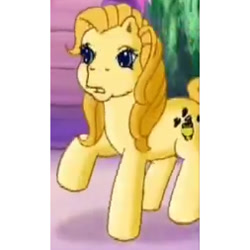 Size: 253x253 | Tagged: safe, screencap, bumblesweet, earth pony, pony, g3, g4, the runaway rainbow, cropped, female, mare, raised hoof, shocked, solo