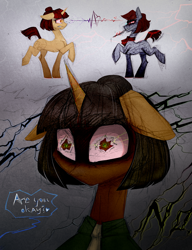 Size: 2335x3042 | Tagged: safe, alternate version, artist:jehr, oc, oc only, oc:digamma, oc:disigma, android, earth pony, pony, robot, robot pony, unicorn, cupcakes hd, fanfic:cupcakes, bad dream, bad end, black and white, bobcut, bun hairstyle, clothes, cravat, crazy face, dancing, digitally colored, dream, duo, ears back, electricity, evil smile, eyelashes, faic, female, glowing, glowing eyes, going crazy, gradient background, grayscale, holding, horn, knife, looking at each other, looking at someone, looking at you, looking away, magic, mare, monochrome, mouth hold, necktie, paper, pencil drawing, raised hoof, red eyes, short hair, short tail, shrunken pupils, sketch, smiling, sparkles, standing, standing on two hooves, synth, tail, teeth, telekinesis, text, textured background, this will end in death, this will not end well, tongue out, traditional art, walking