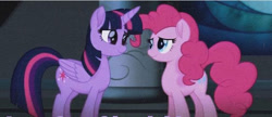 Size: 640x276 | Tagged: safe, screencap, pinkie pie, twilight sparkle, alicorn, earth pony, g4, my little pony: the movie, twilight sparkle (alicorn)