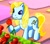 Size: 427x379 | Tagged: safe, screencap, moondancer (g3), earth pony, pony, g3, the princess promenade, blue pony, cropped, female, flower, hoof hold, mare, rose, solo, yellow mane