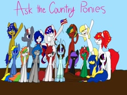 Size: 500x374 | Tagged: safe, artist:ask-the-country-ponies, oc, oc:venezuela, pony, australia, austria, canada, china, france, group, ireland, italy, japan, kosovo, nation ponies, ponified, russia, scotland, south korea, sweden, united states, vatican city, venezuela