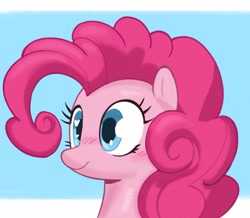 Size: 2048x1785 | Tagged: safe, artist:_ton618_, pinkie pie, earth pony, pony, g4, blush lines, blushing, bust, cute, diapinkes, female, letterboxing, mare, smiling, solo