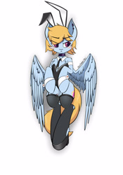 Size: 3500x5000 | Tagged: safe, alternate version, artist:yufebwifbi, oc, oc only, oc:gale spark, pegasus, pony, bunny suit, clothes, female, garter belt, mare, simple background, socks, solo, thigh highs, white background, wings