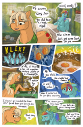 Size: 2141x3285 | Tagged: safe, artist:seventozen, applejack, rainbow dash, pony, comic:the problem of parthus, g4, comic, egg, indoors