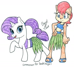 Size: 1400x1270 | Tagged: safe, artist:bageloftime, rarity, g4, duo, feet, sally acorn, sandals, sonic the hedgehog (series)