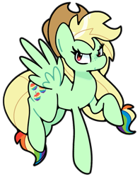 Size: 713x900 | Tagged: safe, alternate version, artist:kindakismet, pegasus, pony, applejack's hat, cowboy hat, fusion, fusion:appledash, fusion:applejack, fusion:rainbow dash, hat, simple background, solo, transparent background