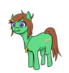 Size: 1576x1676 | Tagged: artist needed, safe, oc, oc:christ chan, earth pony, christ chan, christianity, cross, op is a duck