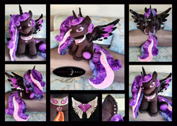 Size: 5352x3832 | Tagged: safe, artist:purplenebulastudios, oc, oc:purple nebula, alicorn, pony, chibi, female, indoors, irl, mare, photo, plushie, solo