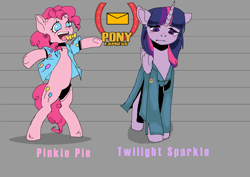 Size: 1032x729 | Tagged: safe, artist:millman;, pinkie pie, twilight sparkle, alicorn, earth pony, pony, g4, clothes, crossover, duo, mouthwashing (game), pixel-crisp art, twilight sparkle (alicorn)