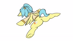 Size: 3840x2160 | Tagged: safe, artist:rocket-lawnchair, oc, oc only, oc:matinee, pegasus, pony, mare fair, butt, dock, faceplant, female, floppy ears, mare, plot, simple background, solo, spread eagle, tail, white background