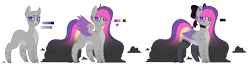 Size: 5152x1321 | Tagged: safe, artist:furtoodie, oc, oc only, oc:stormy mourning, pegasus, pony, bow, colored wings, female, hair bow, mare, reference sheet, simple background, solo, transparent background, two toned wings, wings