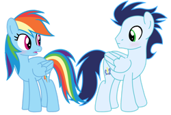 Size: 1280x859 | Tagged: safe, artist:soarindasher10, rainbow dash, soarin', pegasus, pony, blushing, female, looking at each other, looking at someone, male, mare, ship:soarindash, shipping, simple background, smiling, smiling at each other, stallion, straight, transparent background