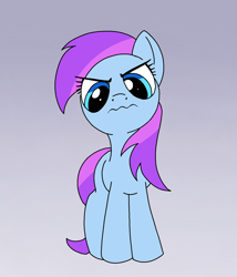 Size: 1222x1428 | Tagged: safe, artist:mandumustbasukanemen, light stream, pony, g4, ange, angry, colored, cute, despondent, female, flat colors, front view, gradient background, grr, grumpy, mare, solo