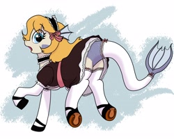 Size: 4096x3277 | Tagged: safe, artist:pony quarantine, oc, oc only, oc:marina, merpony, pony, butt, choker, clothes, commission, female, looking at you, looking back, looking back at you, maid, mare, open mouth, plot, solo, stockings, thigh highs, underhoof