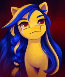 Size: 3300x3900 | Tagged: safe, artist:saphypone, oc, oc only, oc:ukraine, earth pony, pony, crying, current events, nation ponies, ponified, sad, solo, ukraine