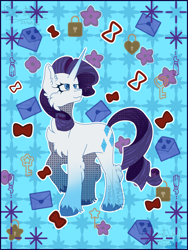 Size: 2252x3000 | Tagged: safe, artist:bryonythewolf, part of a set, rarity, pony, unicorn, g4, cheek fluff, chest fluff, ear fluff, female, horn, mare, outline, solo, unshorn fetlocks, white outline