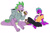 Size: 5096x3376 | Tagged: safe, artist:chub-wub, spike, dragon, cutiemarks (and the things that bind us), nonexistent meet-cute [idlyam], vylet pony, g4, absurd resolution, bag, burger, clothes, cup, denim, drink, duality, duo, eating, eyes closed, food, hoodie, jeans, male, meat, nonbinary, nonbinary spike, older, older spike, omnivore, open mouth, pants, redesign, self paradox, shirt, simple background, t-shirt, taco bell, white background