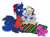 Size: 5160x3853 | Tagged: safe, artist:chub-wub, derpy hooves, princess luna, alicorn, pegasus, pony, g4, absurd resolution, blushing, boop, bow, christmas, christmas sweater, clothes, duo, duo female, eyes closed, female, hat, holiday, horn, lesbian, mare, mistletoe, open mouth, open smile, present, santa hat, ship:lunaderp, shipping, simple background, smiling, spread wings, sweater, white background, wings