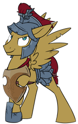 Size: 3192x5047 | Tagged: safe, artist:chub-wub, flash magnus, pegasus, pony, g4, >:), absurd resolution, armor, helmet, looking at you, male, netitus, shield, simple background, smiling, solo, spread wings, stallion, transparent background, wings