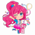 Size: 5000x5000 | Tagged: safe, artist:kittyrosie, kotobukiya, pinkie pie, earth pony, human, pony, g4, ><, absurd resolution, chibi, cute, eyes closed, female, flower, heart, heart eyes, human ponidox, humanized, kotobukiya pinkie pie, one eye closed, open mouth, self paradox, self ponidox, simple background, solo, tongue out, transparent background, wingding eyes