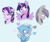 Size: 5677x4800 | Tagged: safe, artist:chub-wub, maud pie, starlight glimmer, trixie, twilight sparkle, alicorn, earth pony, pony, unicorn, g4, absurd resolution, blue background, blushing, female, floppy ears, heart, horn, lesbian, letter, love letter, mare, redraw, ship:mauxie, ship:startrix, ship:twixie, shipping, simple background, smiling, spread wings, trixie gets all the mares, twilight sparkle (alicorn), wings