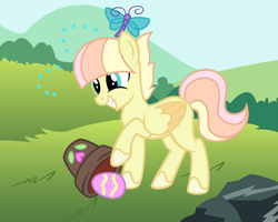 Size: 1024x820 | Tagged: safe, artist:tkn297, oc, dragonfly, insect, pegasus, pony, easter, easter egg, female, mare, outdoors, solo