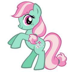 Size: 1597x1536 | Tagged: artist needed, source needed, safe, minty (g4), earth pony, pony, g4, female, freckles, mare, rearing, simple background, smiling, solo, tail, transparent background, vector