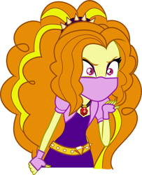 Size: 5355x6589 | Tagged: safe, artist:mit-boy, editor:brokenadam, adagio dazzle, equestria girls, g4, my little pony equestria girls: rainbow rocks, absurd resolution, angry, angrygio, coronavirus, covid-19, eyeshadow edit, face mask, frustrated, mask, shut up, simple background, slit throat gesture, solo, vector, white background