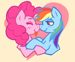 Size: 1844x1536 | Tagged: safe, artist:catponything, pinkie pie, rainbow dash, earth pony, pegasus, pony, g4, :p, blushing, boop, couple, duo, duo female, female, holding hooves, lesbian, nose to nose, nose wrinkle, noseboop, ship:pinkiedash, shipping, tongue out