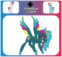 Size: 1650x1500 | Tagged: safe, artist:prixy05, rainbow dash, zipp storm, oc, oc:rainbow storm, pegasus, pony, g4, g5, my little pony: tell your tale, concave belly, female, fusion, fusion:rainbow dash, fusion:zipp storm, mare, slender, thin, zipp and her heroine