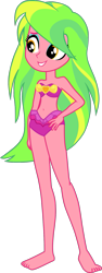 Size: 631x1671 | Tagged: safe, alternate version, artist:dustinwatsongkx, edit, lemon zest, equestria girls, equestria girls specials, g4, my little pony equestria girls: better together, my little pony equestria girls: forgotten friendship, bare shoulders, barefoot, belly, belly button, bikini, clothes, clothes swap, feet, female, pinkie pie swimsuit, simple background, sleeveless, solo, strapless, swimsuit, swimsuit edit, swimsuit swap, transparent background, vector