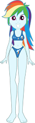 Size: 434x1519 | Tagged: safe, anonymous artist, artist:invisibleink, edit, rainbow dash, human, equestria girls, g4, belly, belly button, bikini, breasts, clothes, cropped, cutie mark bikini, cutie mark on clothes, cutie mark swimsuit, female, looking at you, simple background, solo, swimsuit, transparent background