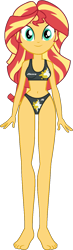 Size: 435x1482 | Tagged: safe, anonymous artist, artist:invisibleink, edit, sunset shimmer, human, equestria girls, g4, belly, belly button, bikini, breasts, clothes, cropped, cutie mark bikini, cutie mark on clothes, cutie mark swimsuit, female, looking at you, simple background, solo, swimsuit, transparent background